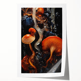 Extra large rolled print featuring close-up elements of natural floral designs in muted earth tones.