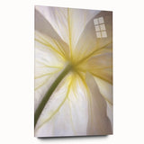 Large abstract floral artwork in vibrant blues and greens on acrylic glass, ideal for bedroom or dining room decor.