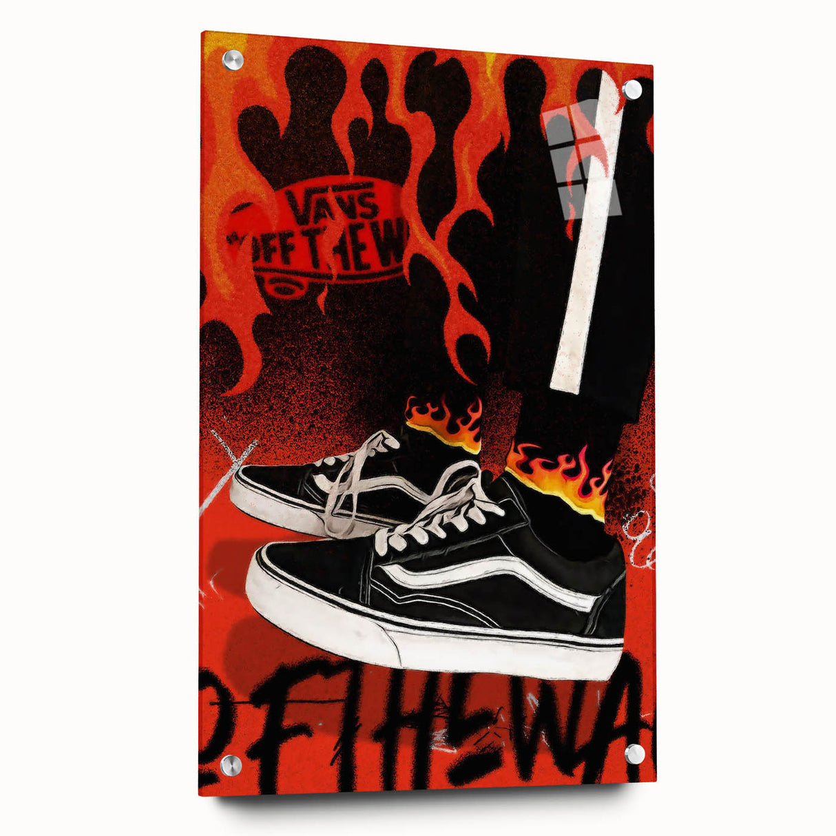 Vans Pop Art Wall Art - Bold Flame Sneakers Canvas Print