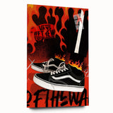 Vans Pop Art Wall Art - Bold Flame Sneakers Canvas Print
