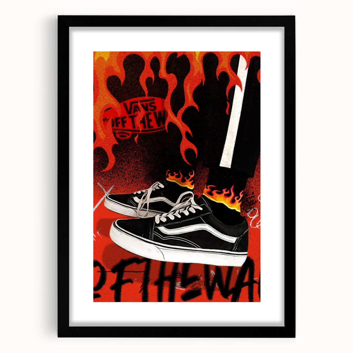 Vans Pop Art Wall Art - Bold Flame Sneakers Canvas Print