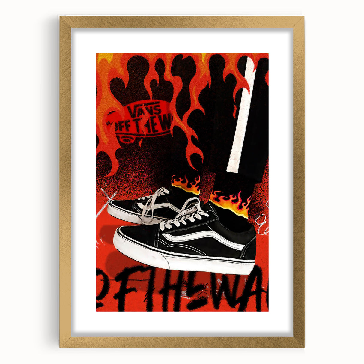 Vans Pop Art Wall Art - Bold Flame Sneakers Canvas Print