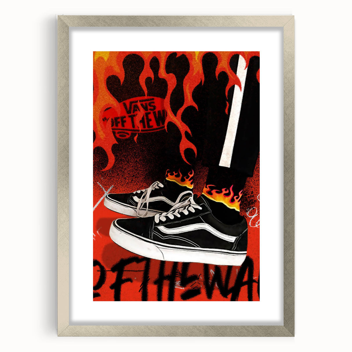 Vans Pop Art Wall Art - Bold Flame Sneakers Canvas Print