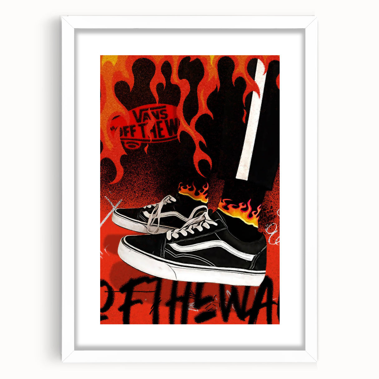 Vans Pop Art Wall Art - Bold Flame Sneakers Canvas Print