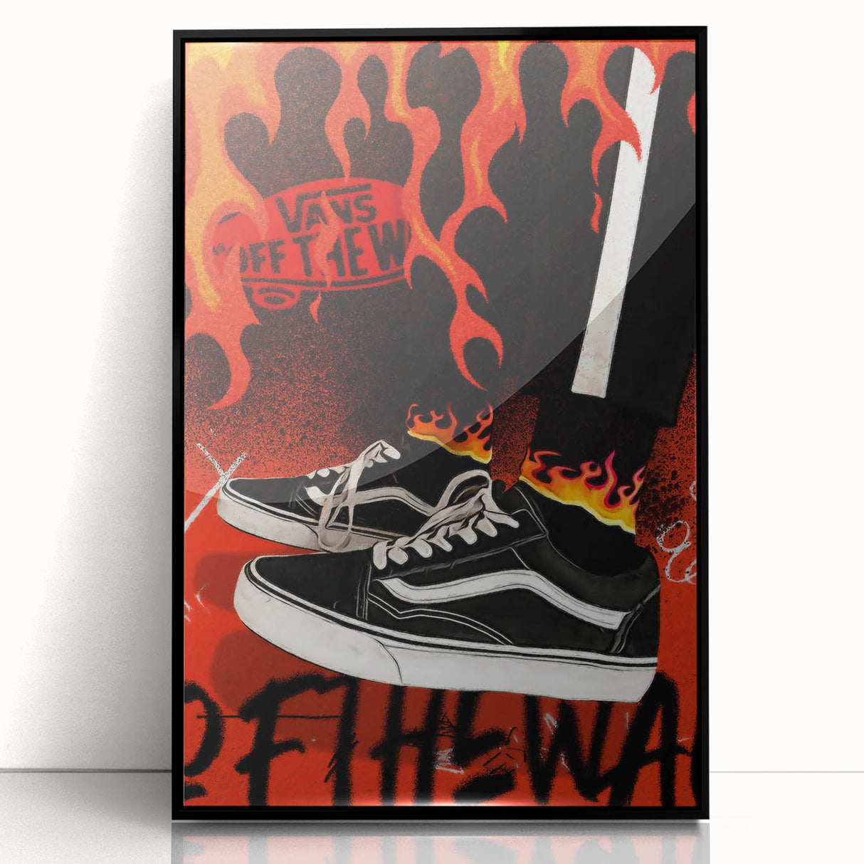 Vans Pop Art Wall Art - Bold Flame Sneakers Canvas Print