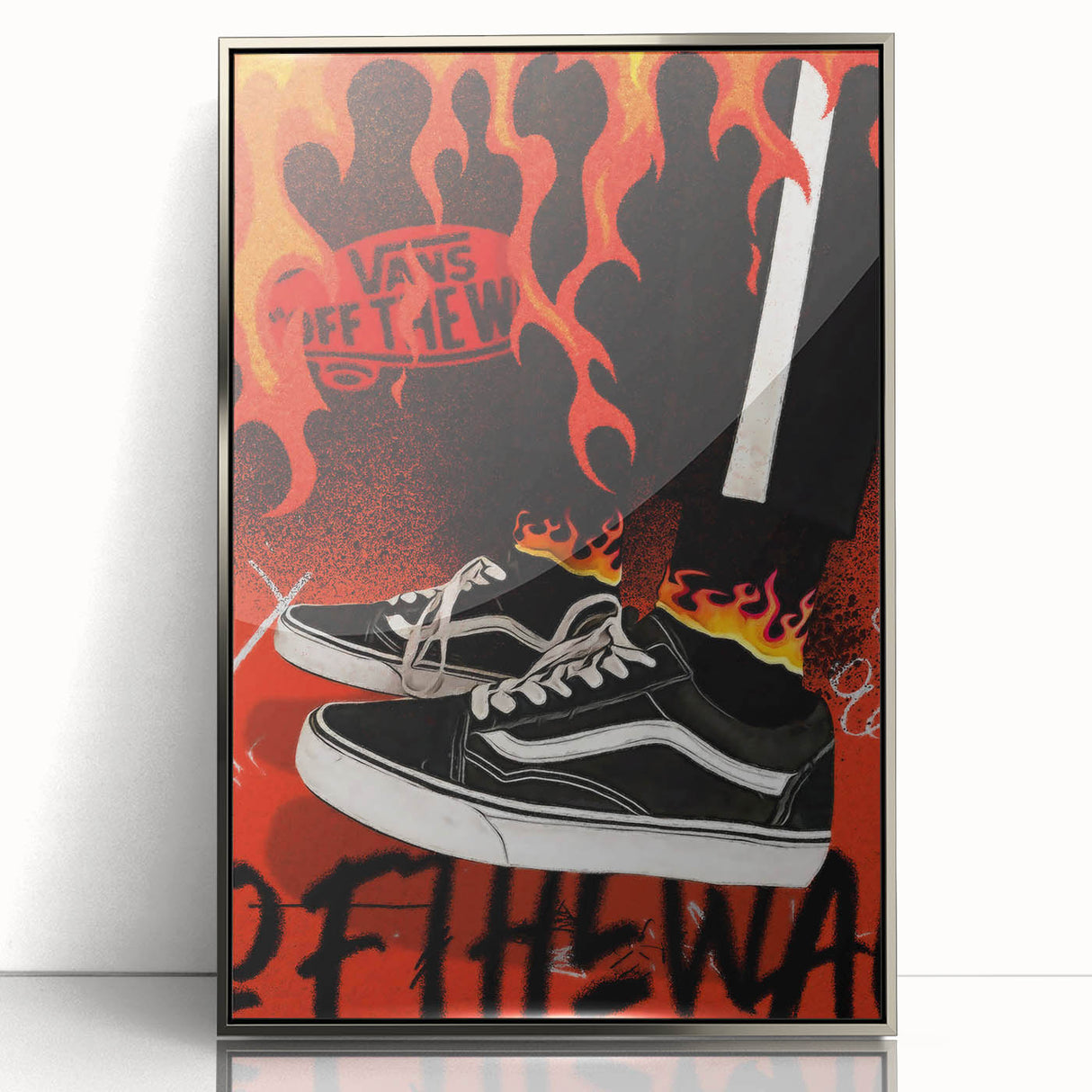 Vans Pop Art Wall Art - Bold Flame Sneakers Canvas Print
