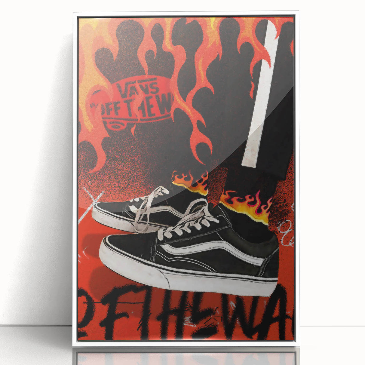 Vans Pop Art Wall Art - Bold Flame Sneakers Canvas Print