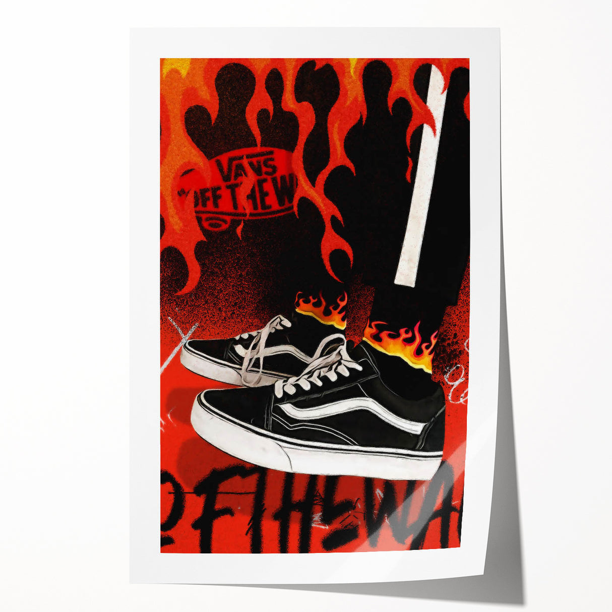 Vans Pop Art Wall Art - Bold Flame Sneakers Canvas Print