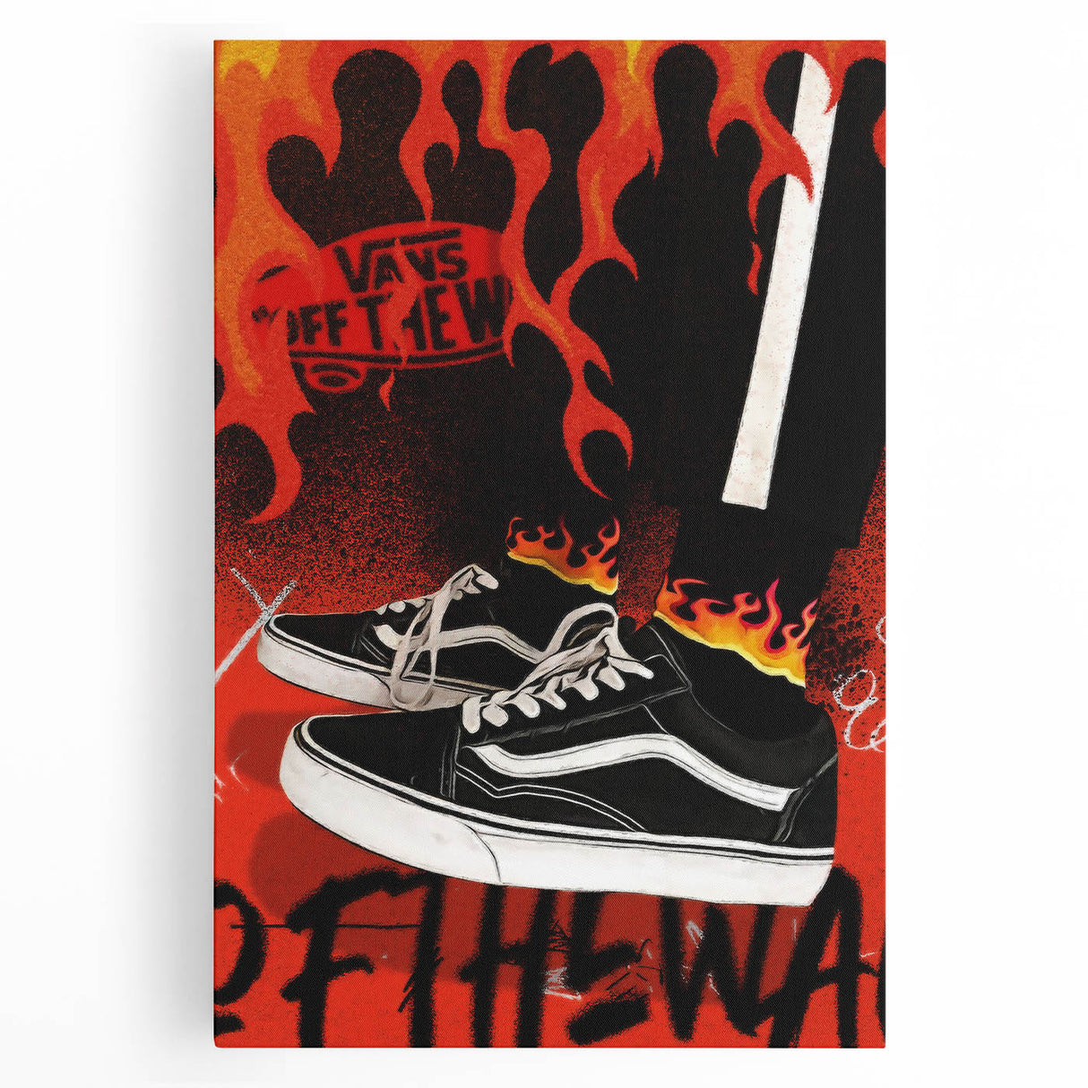 Vans Pop Art Wall Art - Bold Flame Sneakers Canvas Print