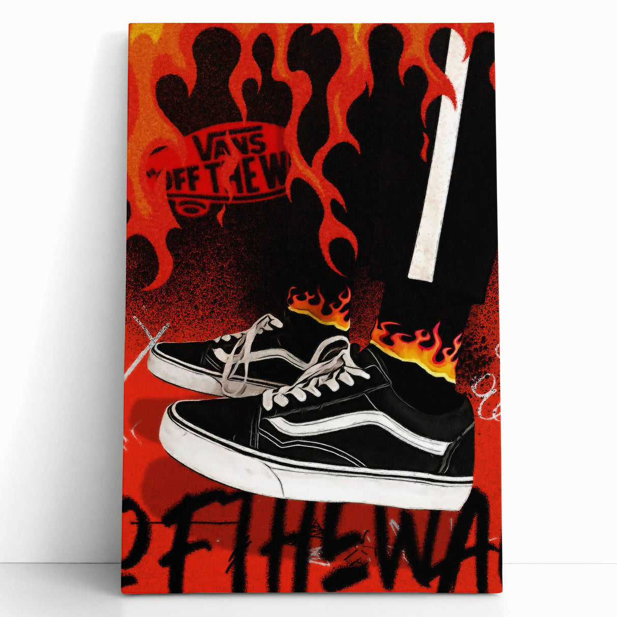 Vans Pop Art Wall Art - Bold Flame Sneakers Canvas Print