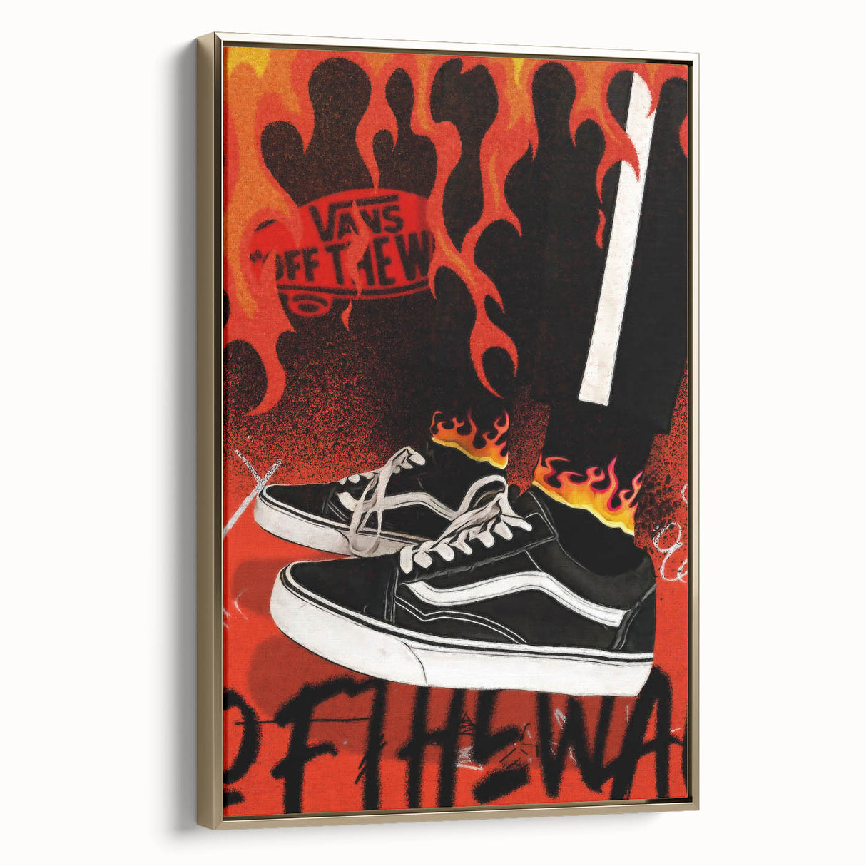 Vans Pop Art Wall Art - Bold Flame Sneakers Canvas Print