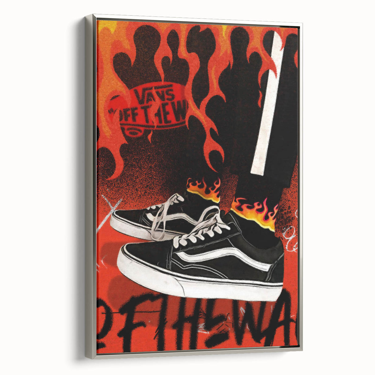 Vans Pop Art Wall Art - Bold Flame Sneakers Canvas Print