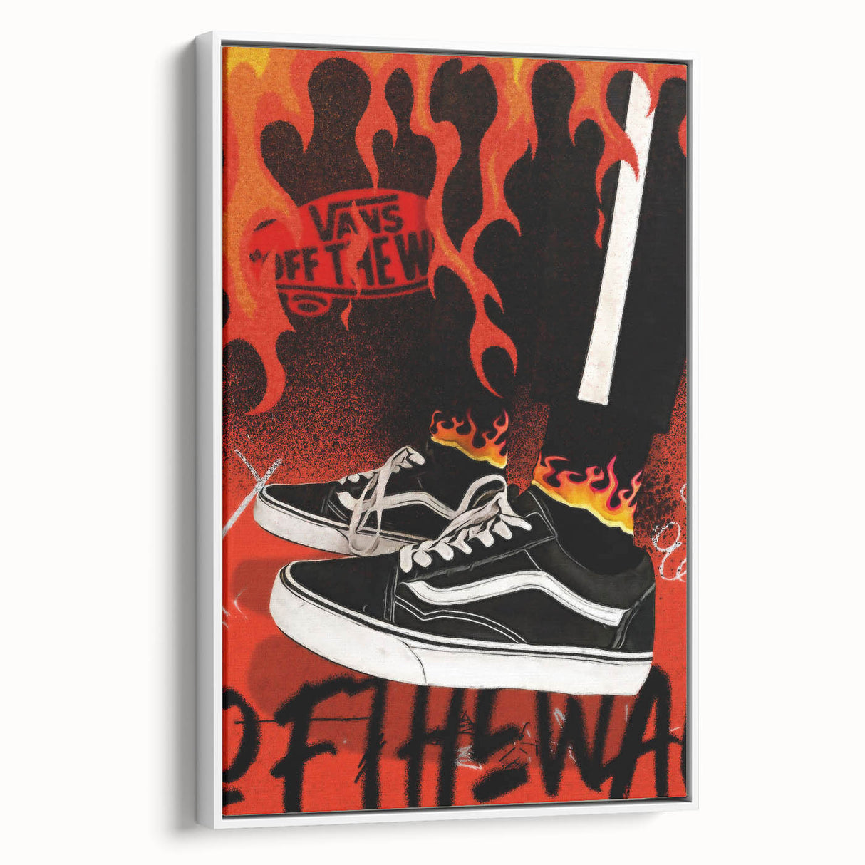 Vans Pop Art Wall Art - Bold Flame Sneakers Canvas Print