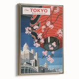 Vintage Tokyo Travel Poster | Retro Art Print of Cherry Blossoms