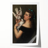 Elegant Realism Portrait | Woman with Pigeons by Gustave Courbet Print