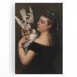 Elegant Realism Portrait | Woman with Pigeons by Gustave Courbet Print