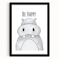 Be Happy Hippo - Boys Room Wall Art Kids Wall Art Prints
