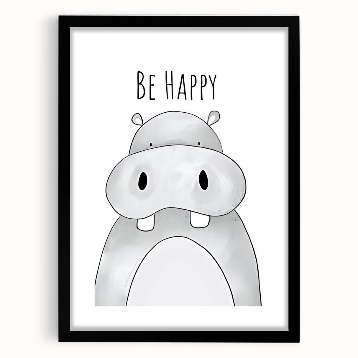 Be Happy Hippo - Boys Room Wall Art Kids Wall Art Prints