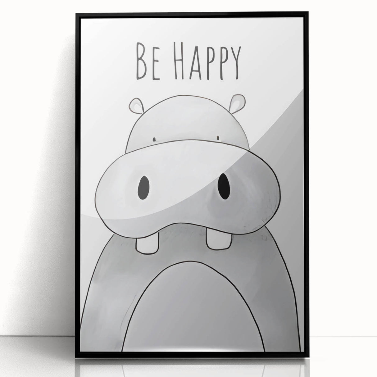Be Happy Hippo - Boys Room Wall Art Kids Wall Art Prints