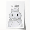 Be Happy Hippo - Boys Room Wall Art Kids Wall Art Prints