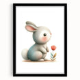 Soft Bunny Nursery Wall Art - Framed Baby Room Decor Print
