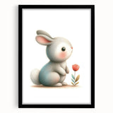 Soft Bunny Nursery Wall Art - Framed Baby Room Decor Print