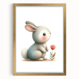 Soft Bunny Nursery Wall Art - Framed Baby Room Decor Print