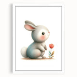 Soft Bunny Nursery Wall Art - Framed Baby Room Decor Print