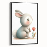 Soft Bunny Nursery Wall Art - Framed Baby Room Decor Print