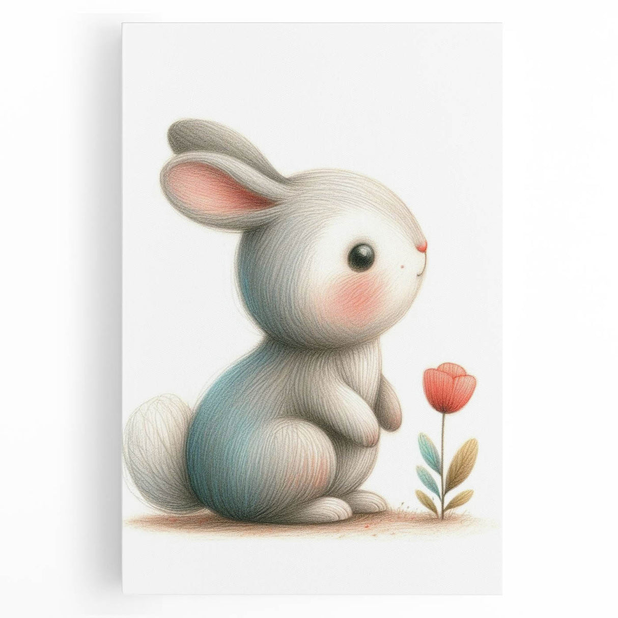 Soft Bunny Nursery Wall Art - Framed Baby Room Decor Print