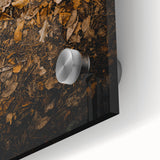 Large abstract wall art depicting autumnal tones on acrylic glass, ideal for dining room ambiance.