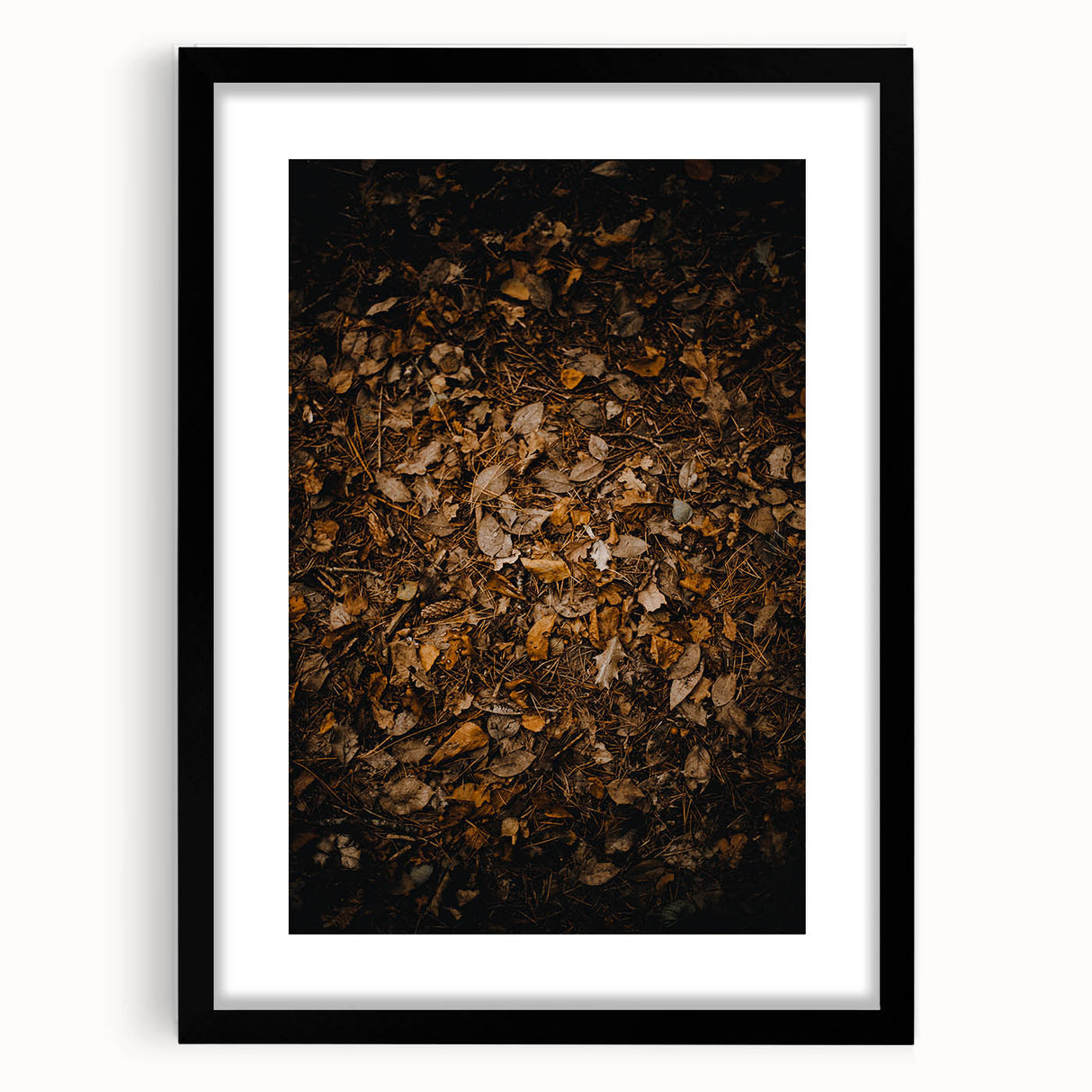 Extra large abstract art print featuring vibrant autumnal colors on a textured canvas, framed in black.