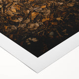 Art deco poster featuring autumnal trees in muted orange and brown hues on rolled canvas, ideal for dining room decor.
