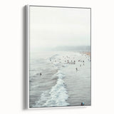 Extra large framed canvas featuring vintage poster art of a colorful summer scene, ideal for living room decor.