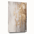 Large abstract wall art on acrylic glass depicting winter season in muted blue and white tones.