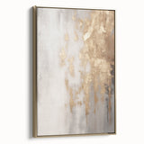 Winter landscape painting on framed canvas with muted grays and whites, ideal for bedroom wall art.