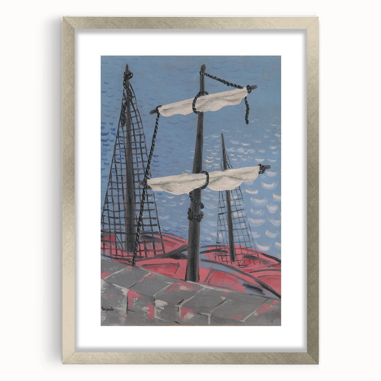 Modern Wall Art: Fishing Boats – Nautical Abstract by Mikuláš Galanda