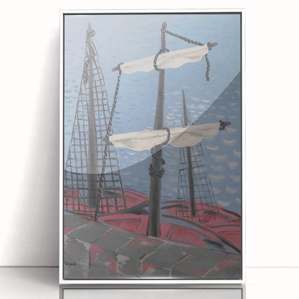 Modern Wall Art: Fishing Boats – Nautical Abstract by Mikuláš Galanda