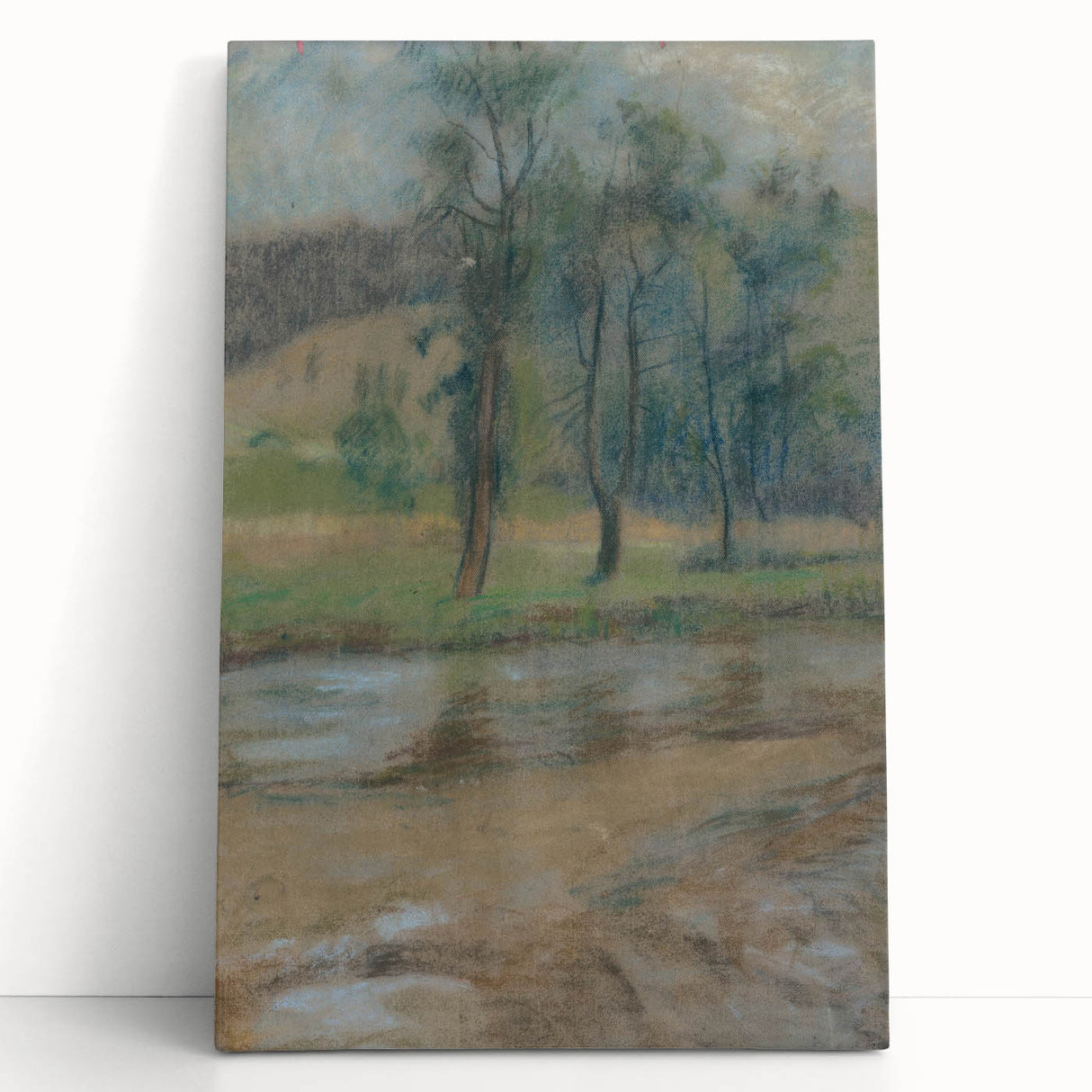 Modern Wall Art: Trees by the River – Serene Abstract Landscape