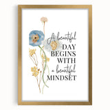 Floral Typography Art Print – Positive Quote on Canvas
