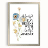 Floral Typography Art Print – Positive Quote on Canvas
