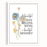 Floral Typography Art Print – Positive Quote on Canvas