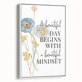 Floral Typography Art Print – Positive Quote on Canvas