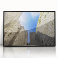 Framed acrylic artwork depicting a picturesque landscape with a majestic castle, presented in a sleek black frame, ideal for enhancing home decor aesthetics.