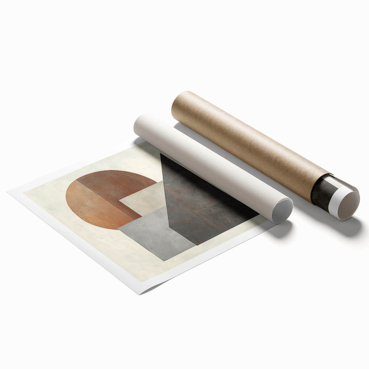 Geometric Abstract Bedroom Wall Art – Beige and Brown Canvas