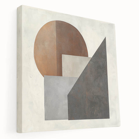 Geometric Abstract Bedroom Wall Art – Beige and Brown Canvas