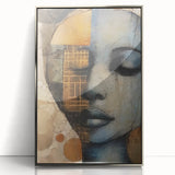 Abstract figurative wall art in a sleek silver frame, showcasing vibrant colors and bold shapes, perfect for modern home decor and art enthusiasts.