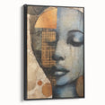 Framed abstract figurative wall art in black, showcasing a modern design with bold lines and shapes, ideal for contemporary home decor.