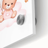 Girls Bedroom Art - Teddy Bear on Cloud Kids Room Wall Decor