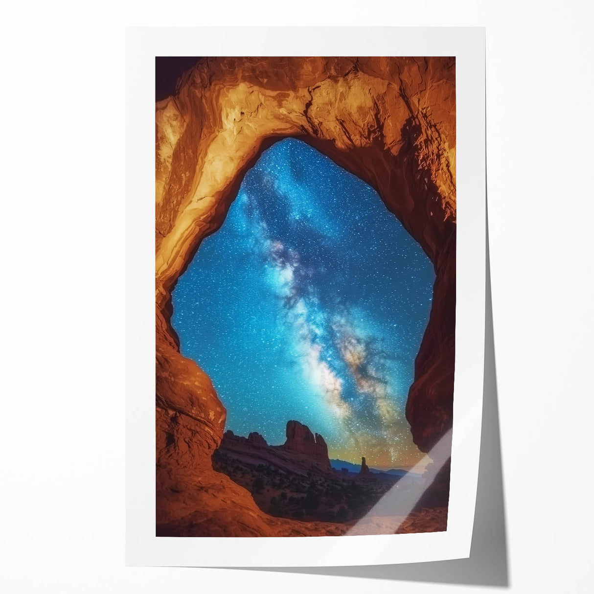 Stunning landscape print showcasing vibrant canyons in rich earth tones, rolled and ready for display, perfect for enhancing home decor with natural beauty.